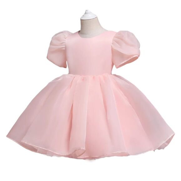 NNJXD | Blush | FLOWER GIRL PUFF SLEEVES ORGANZA DRESS - Picture 3 of 15